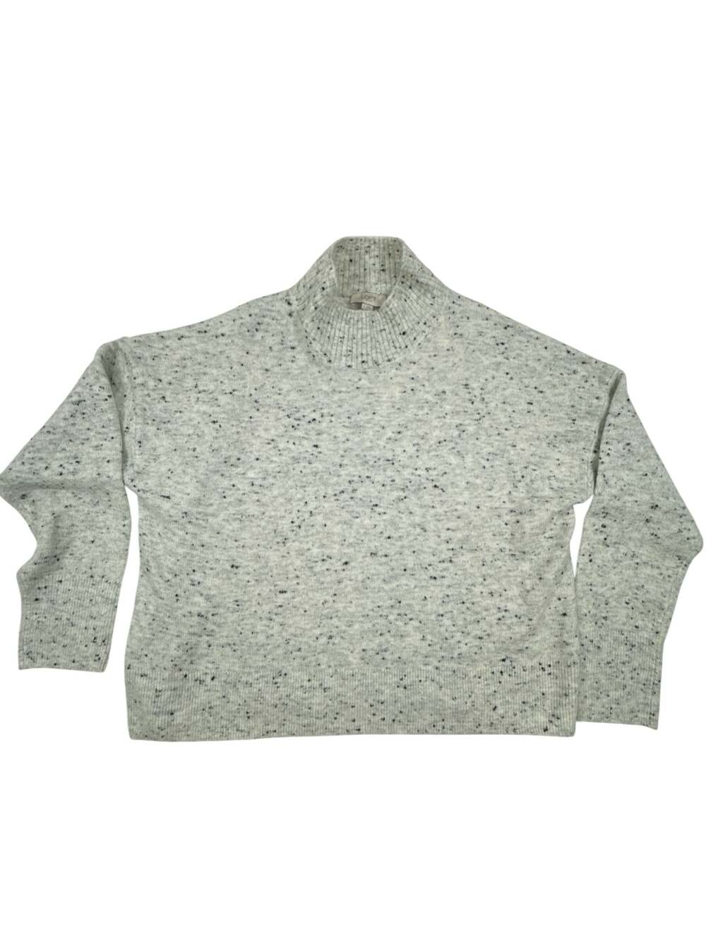 LOFT Outlet Women's Large Gray Speckled Donegal Mock Neck Pullover Sweater